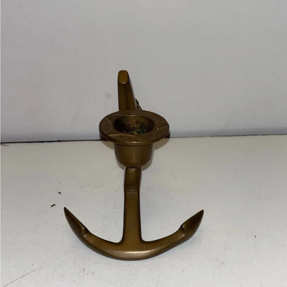 Nautical ANCHOR Maritime Ship Candle Stick Holder Art solid brass vintage